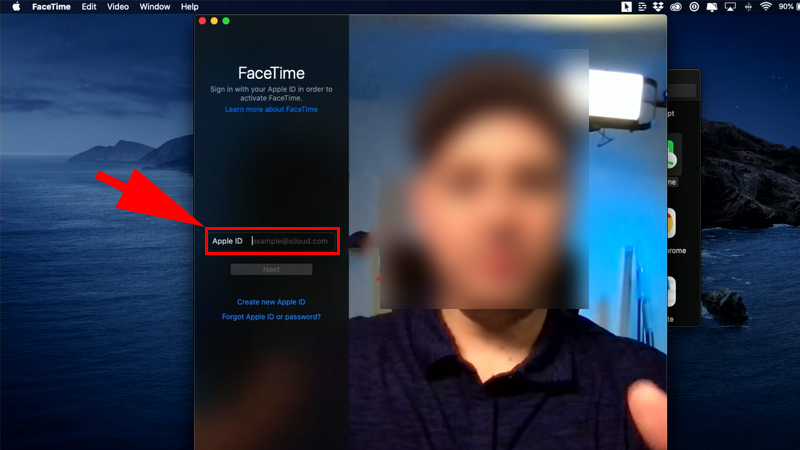 Nhập ID Apple để đăng nhập FaceTime